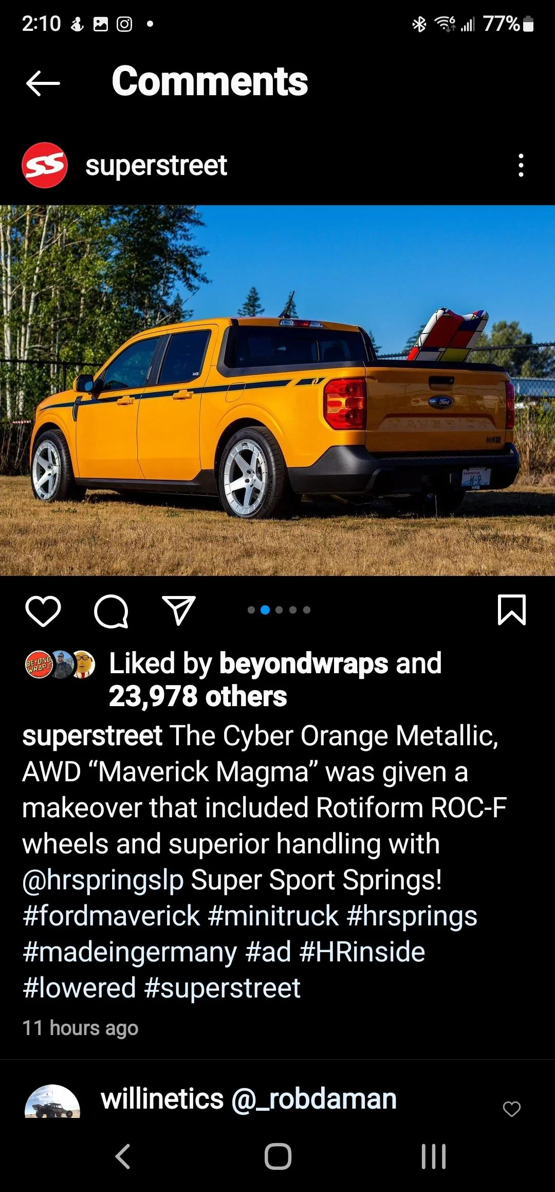 Ford Maverick H&R Maverick specific lowering springs confirmed to be coming Screenshot_20220818-021035_Instagram
