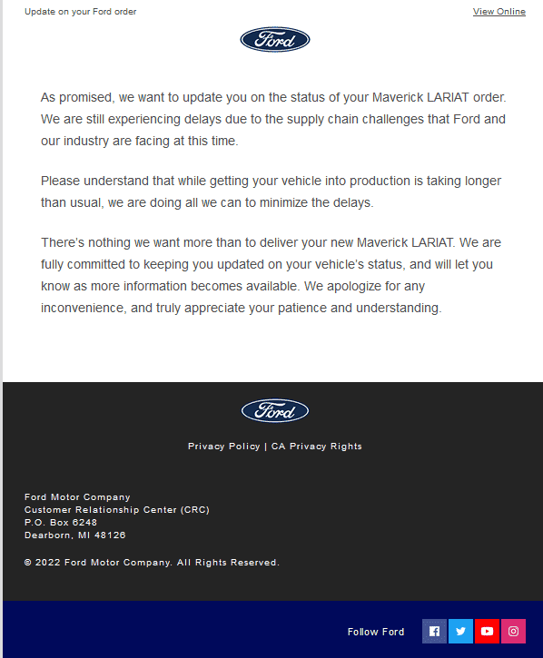 Ford Maverick October Hybrid Orders United 1660871754503