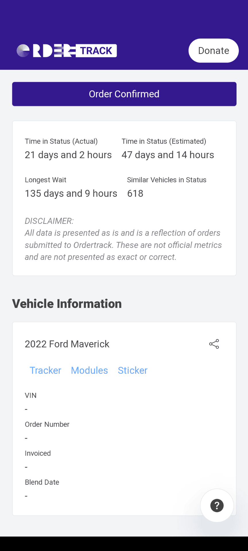 Ford Maverick Ordertrack.app working? Screenshot_20220819-084723