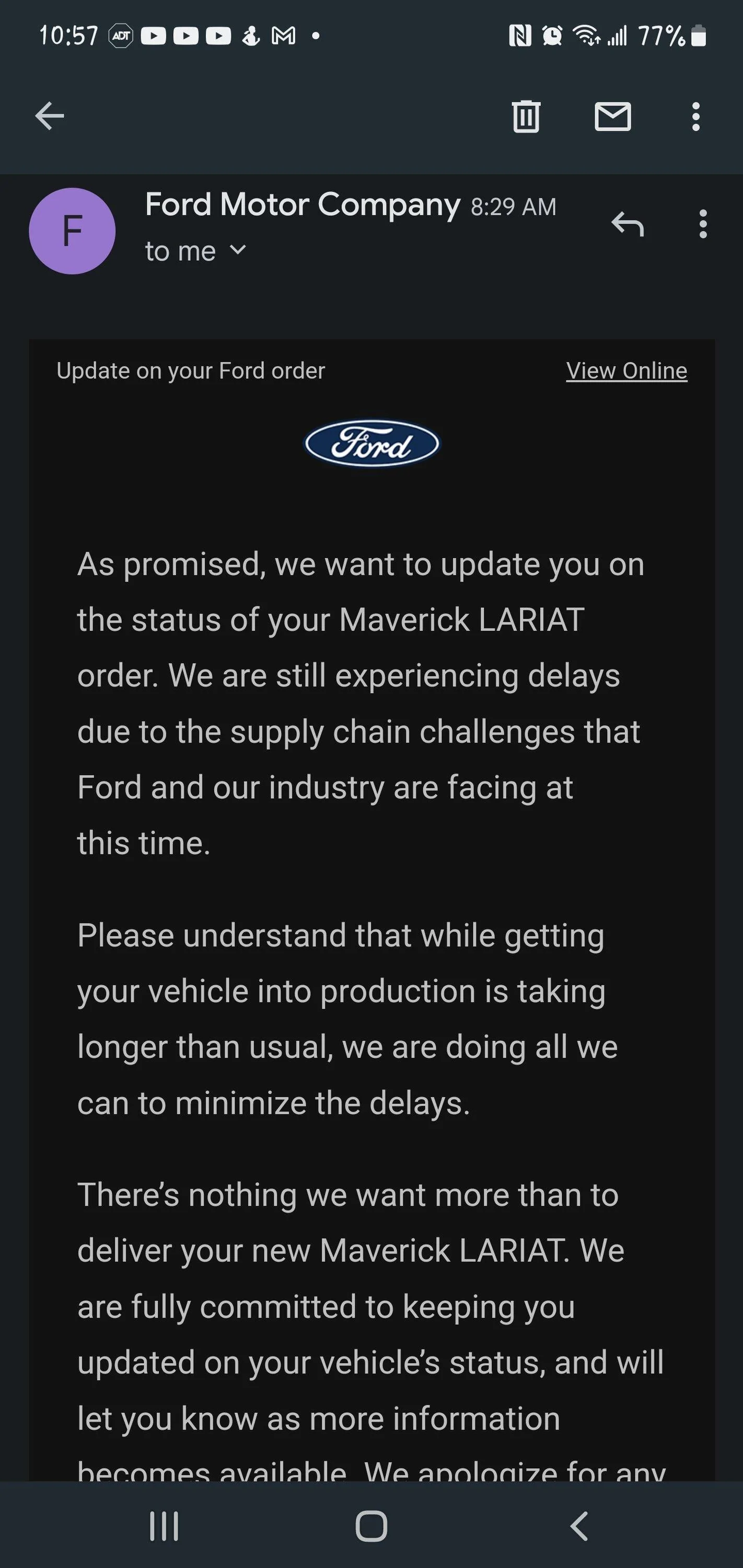 Ford Maverick New Email received 8/19/22 at 8:29 am Screenshot_20220819-105750_Gmail