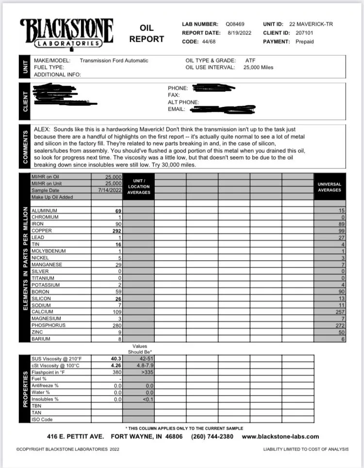 Ford Maverick Transmission oil analysis report (after 33K miles) 2F0F1CEE-A6E2-462A-8F93-81B61EAD4D92