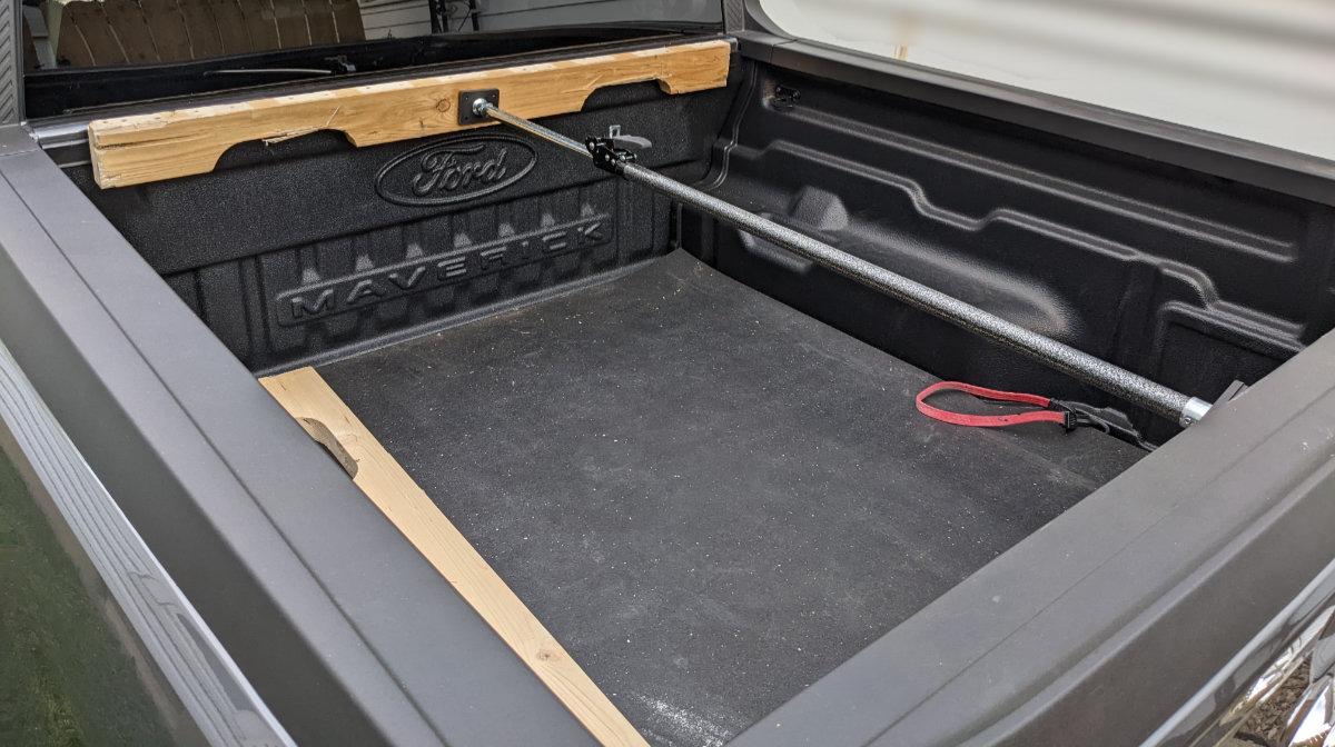 Ford Maverick Drop-in bedliner is pulling away from the cab. cargo bar