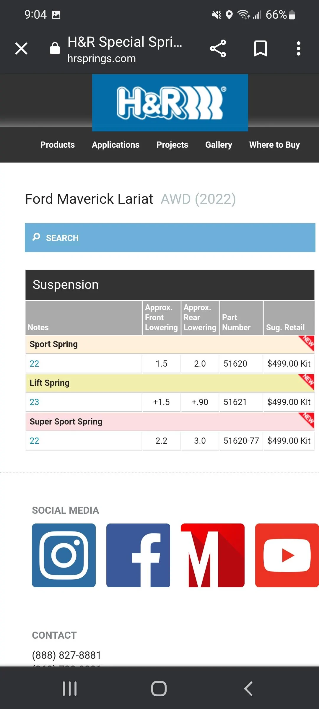 Ford Maverick H&R Springs for Maverick now available — part # numbers and photos Screenshot_20220818-090427_Chrom