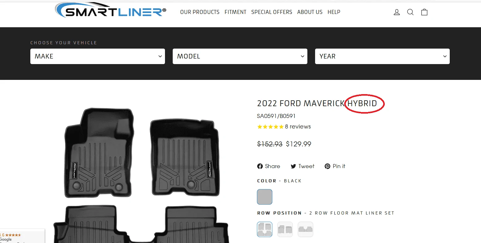 Ford Maverick Smartliner floor liners mats installed SLFM