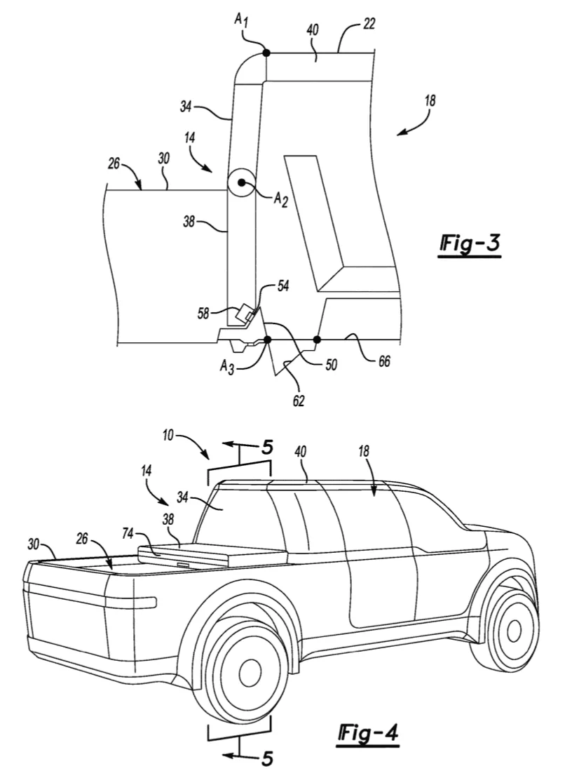 Ford Maverick Ford pivoting liftgate patent Ford-Patent-Pivotable-Sill-Assembly-002