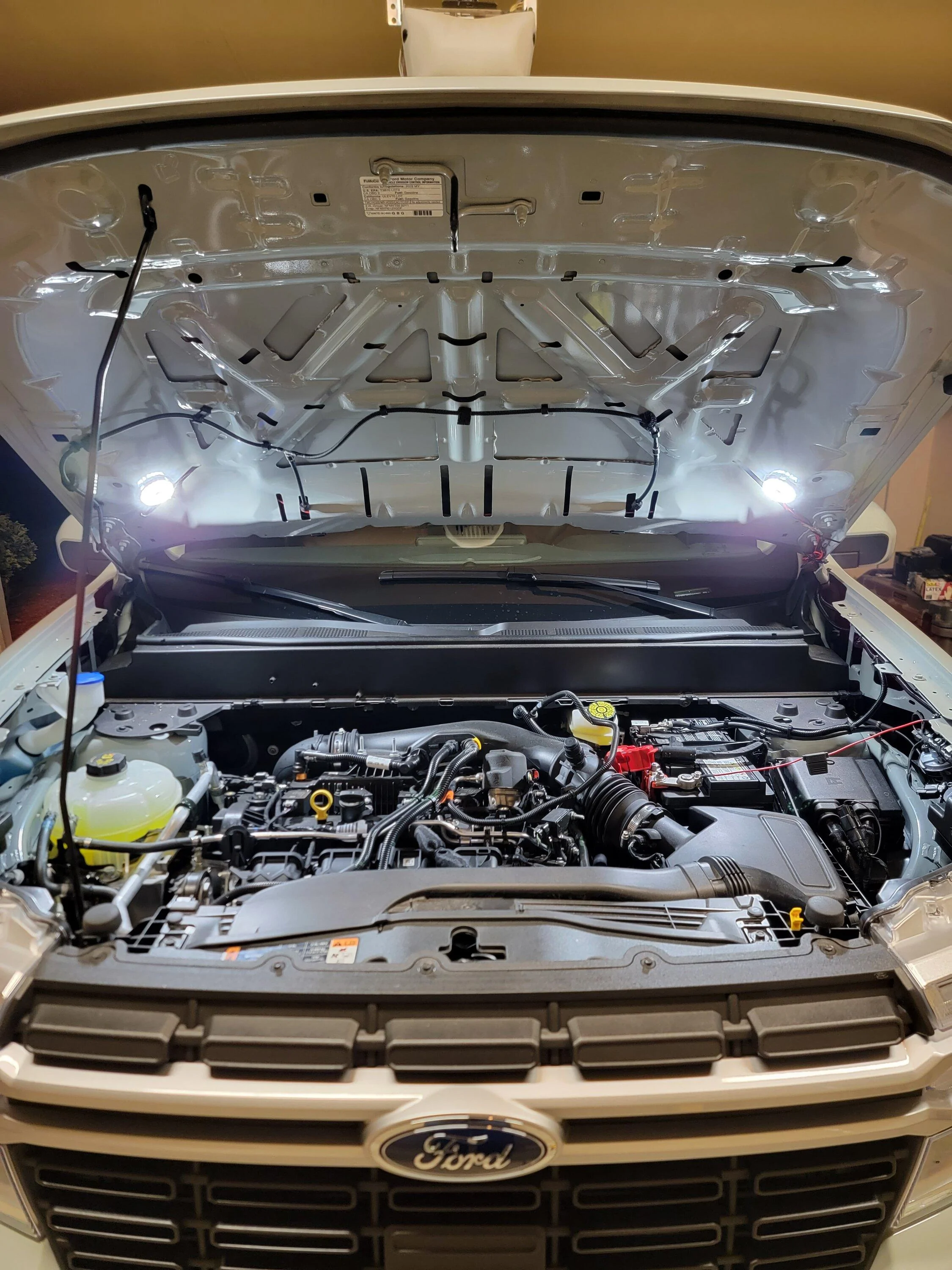 Ford Maverick KC HiLiTES under hood lighting installed 20220810_214424