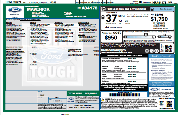 Ford Maverick 421 days since Order placed... 1662047906468
