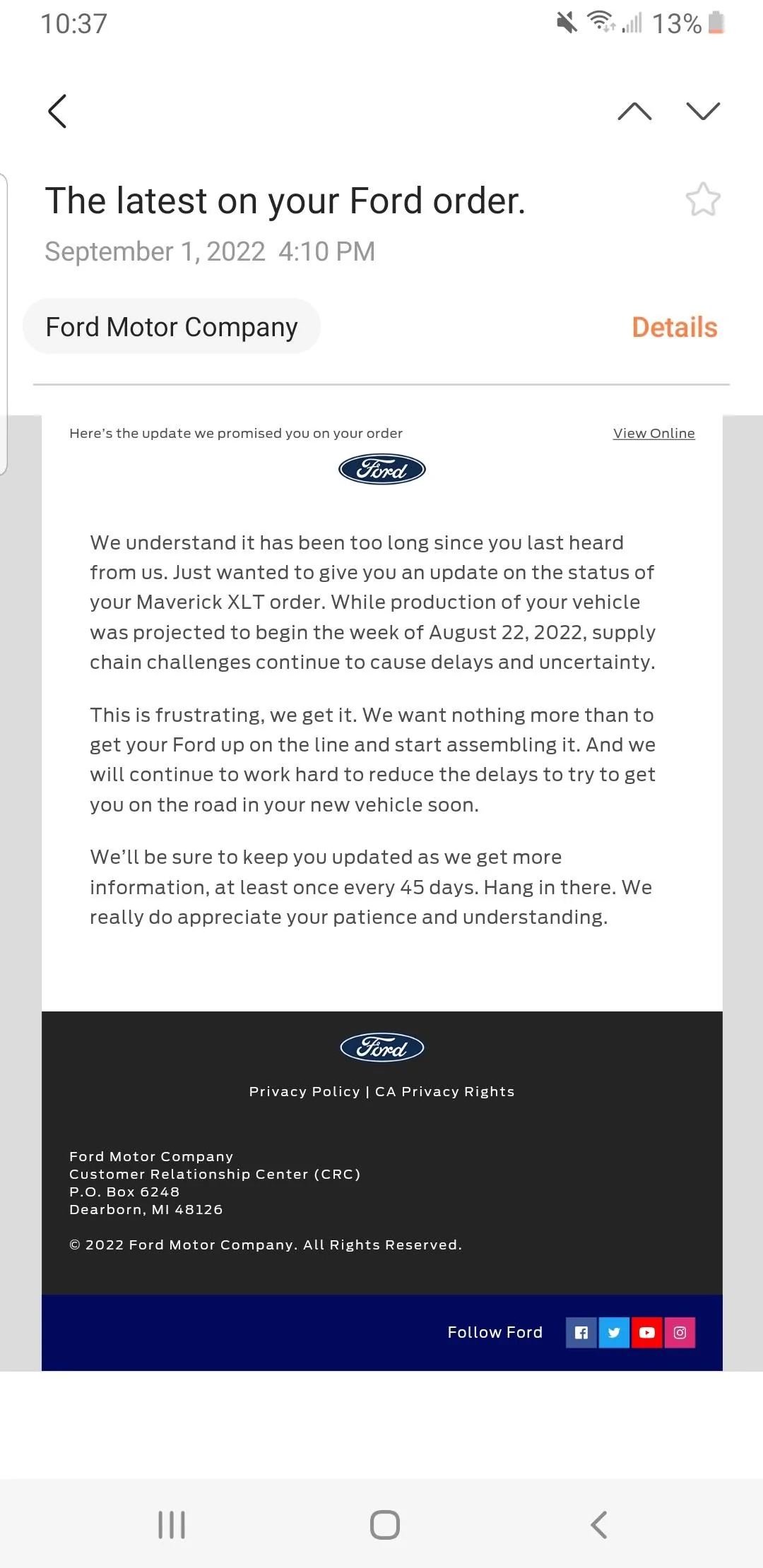 Ford Maverick I Got It At Granger for $3k Off Thread Screenshot_20220901-223723_Email