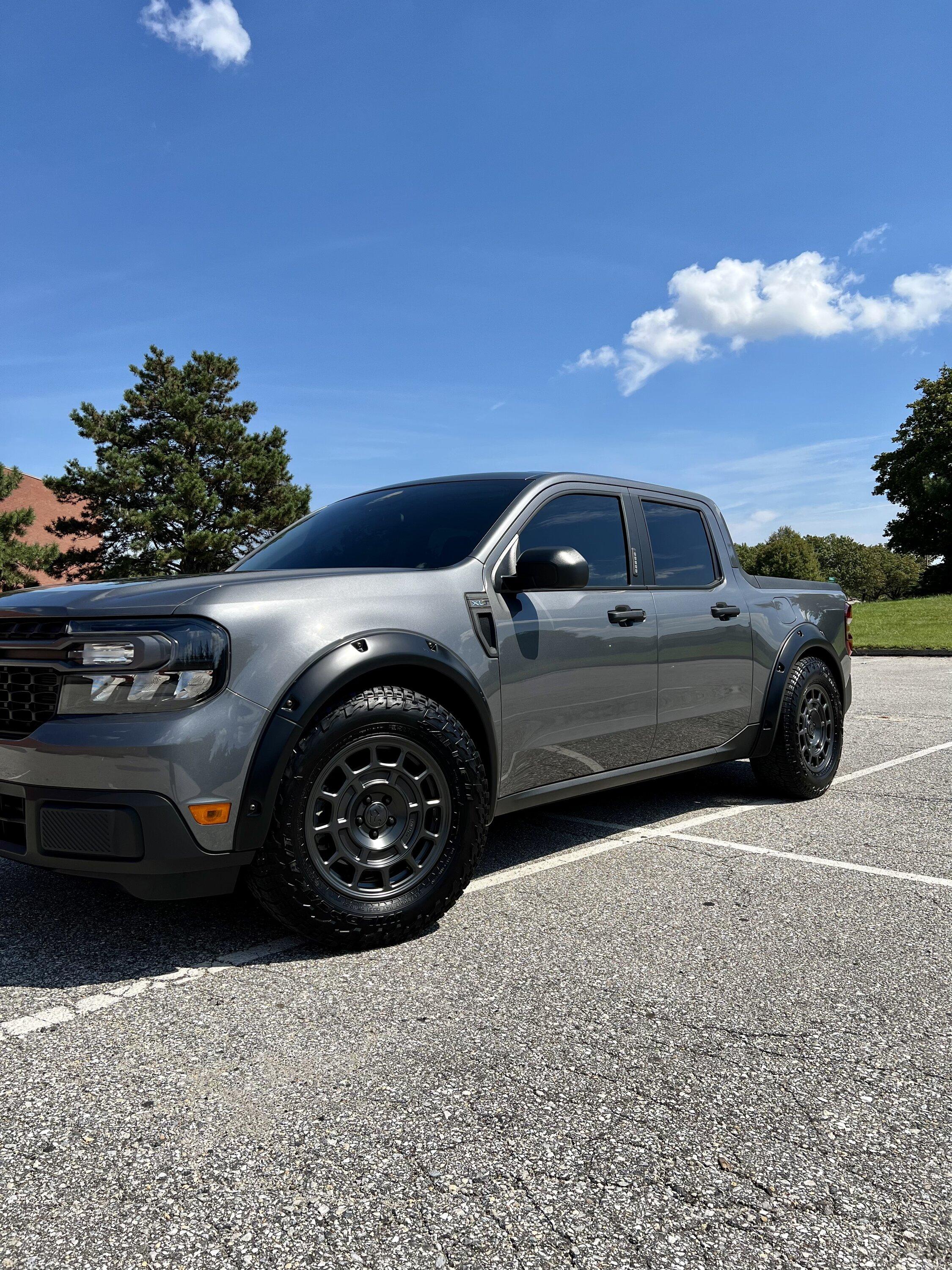Ford Maverick Maverick XLT Build: Steeda lowering springs, Bushwacker flares, Fifteen52 Metrix, Falken Wildpeak 245/70, spacers, painted headlights and tailights 7931AA75-218A-4FFF-A21E-4736DD1F77DB