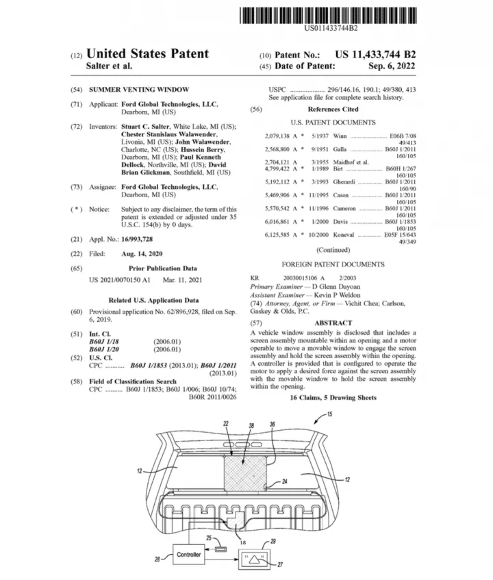 Ford Maverick PATENT FILING SUGGESTS FORD PICK UPS COULD GET REAR WINDOW SCREENS Ford-Patent-Summer-Venting-Window-001-720x847