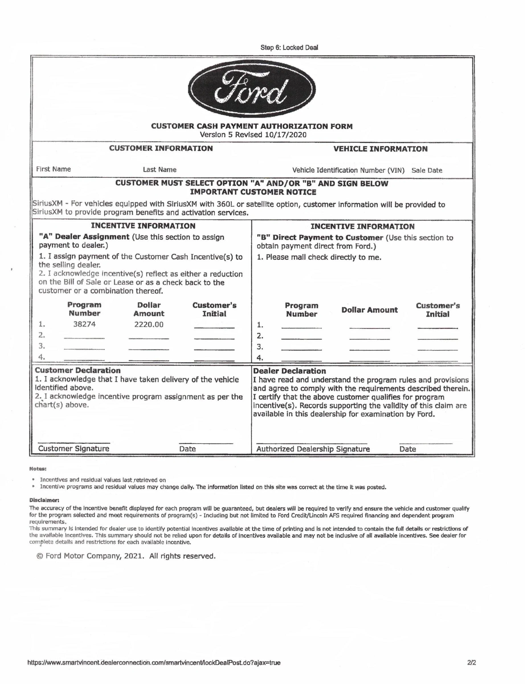 Ford Maverick Another price protection question customer-cash-payment-form-jpg