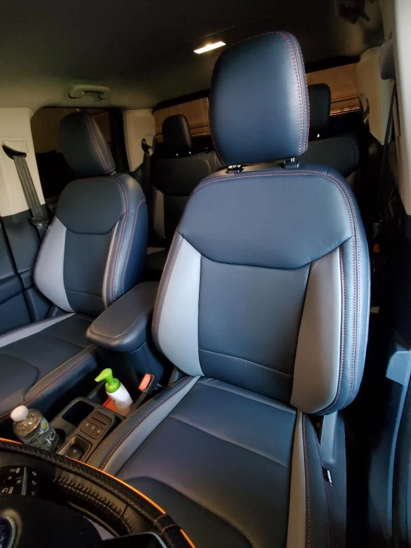 Ford Maverick Katzkin Leather Match to XLT Interior: Blue Leather | Lunar Gray Accent | Tangerine Contrast Stitch Pic 1