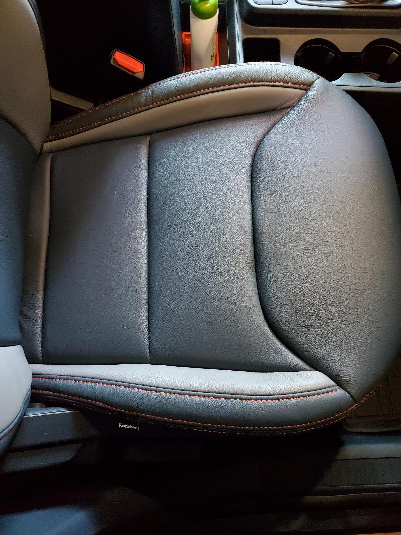 Ford Maverick Katzkin Leather Match to XLT Interior: Blue Leather | Lunar Gray Accent | Tangerine Contrast Stitch Pic 3