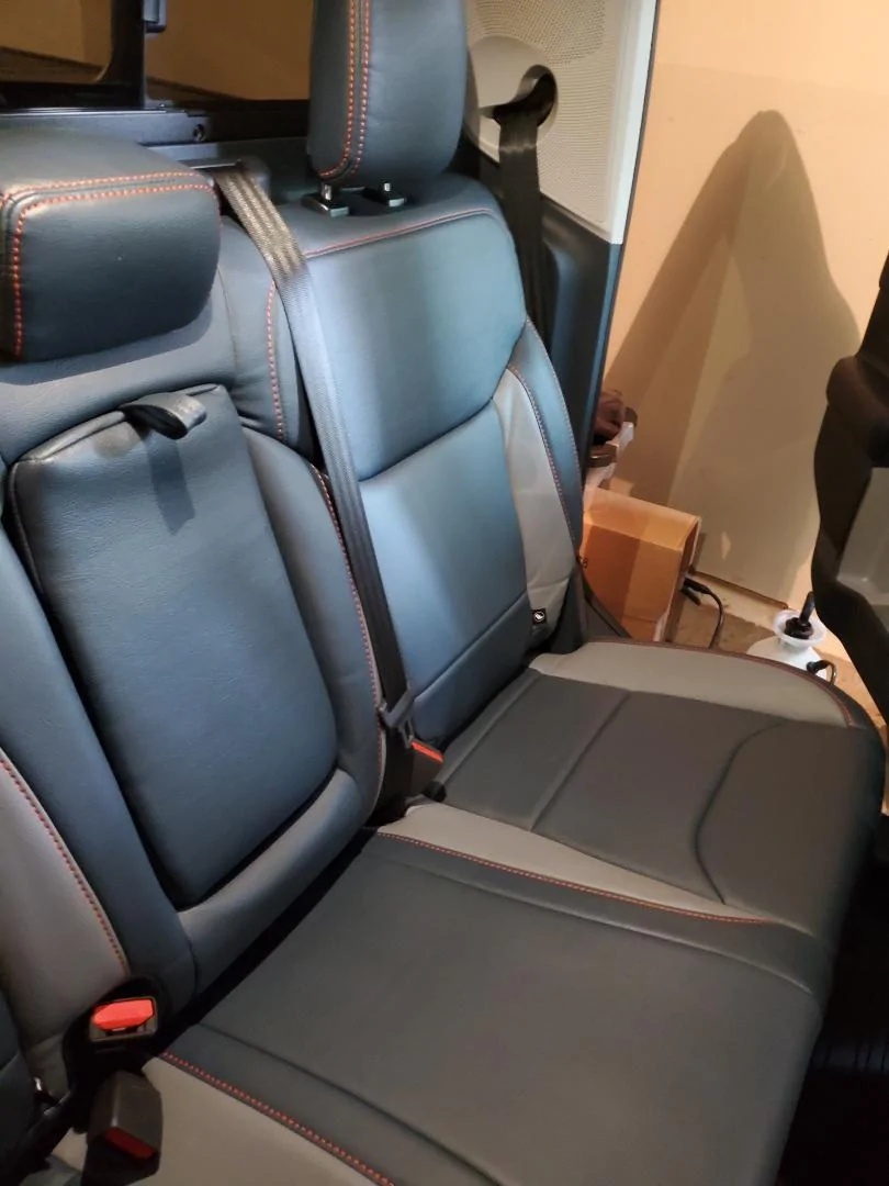 Ford Maverick Katzkin Leather Match to XLT Interior: Blue Leather | Lunar Gray Accent | Tangerine Contrast Stitch Pic 5