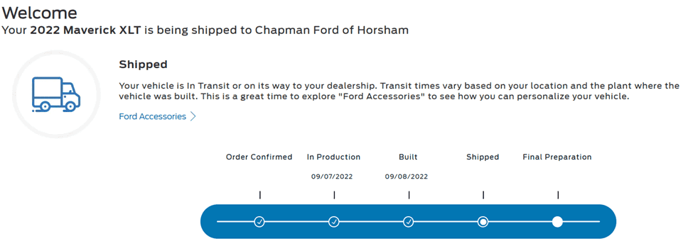 Ford Maverick What gives ..... It is still not shipped .... 1662812713691