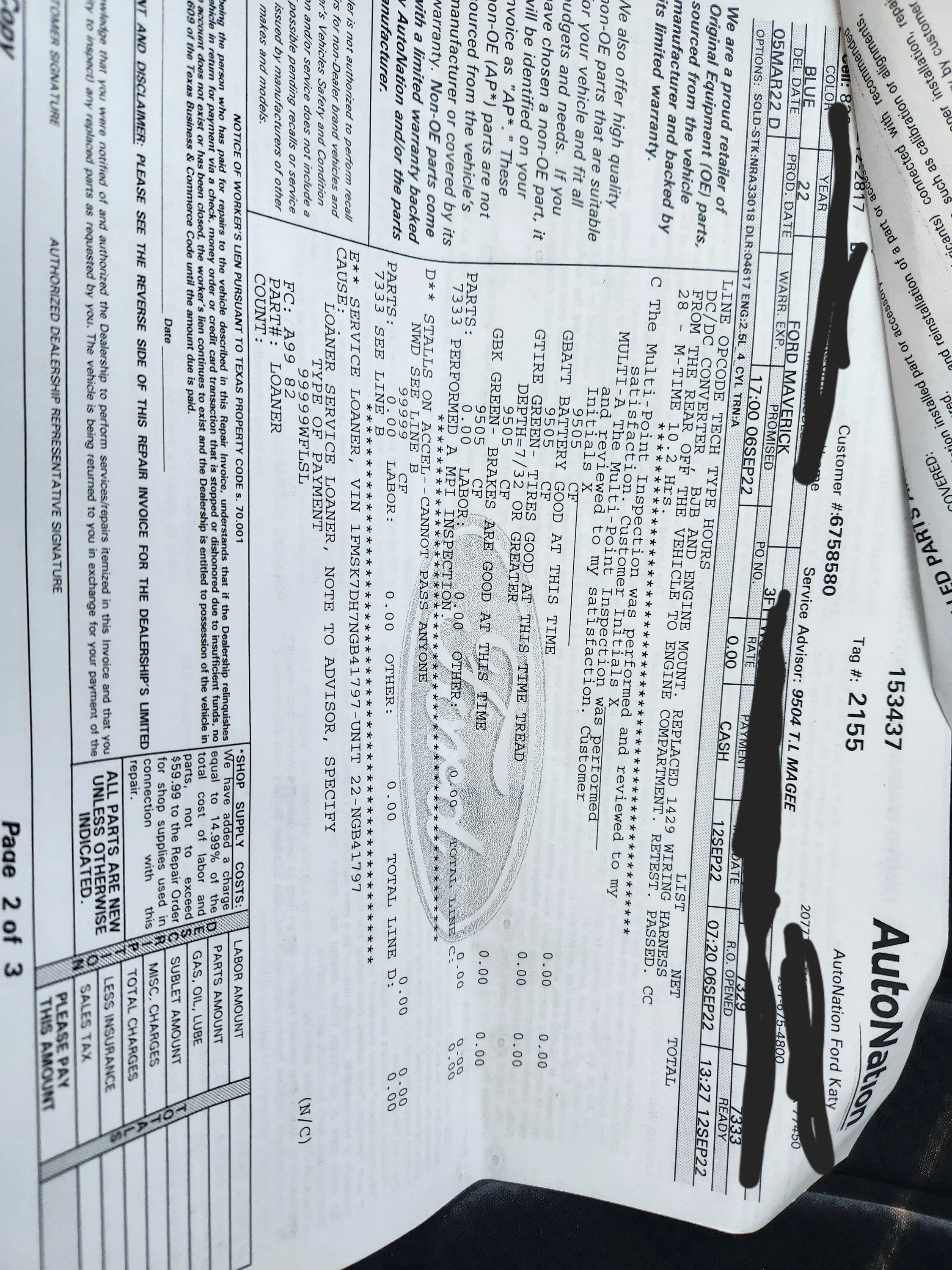 Ford Maverick Tracking DEAD HYBRID Mavericks Reported Dealer Solutions / Fixes ... 20220912_174648