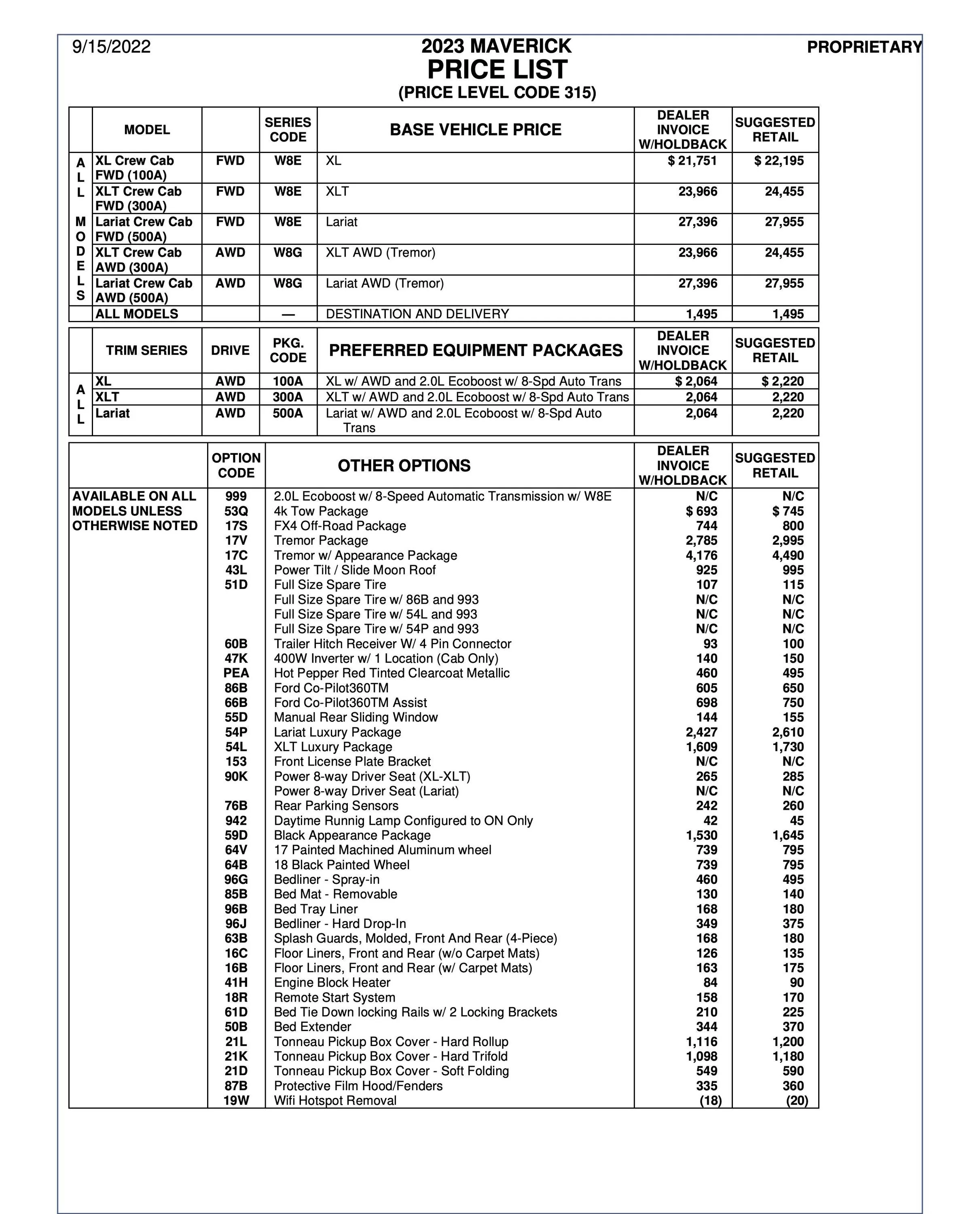 2023MY Maverick  PL315 Price List-1.jpg