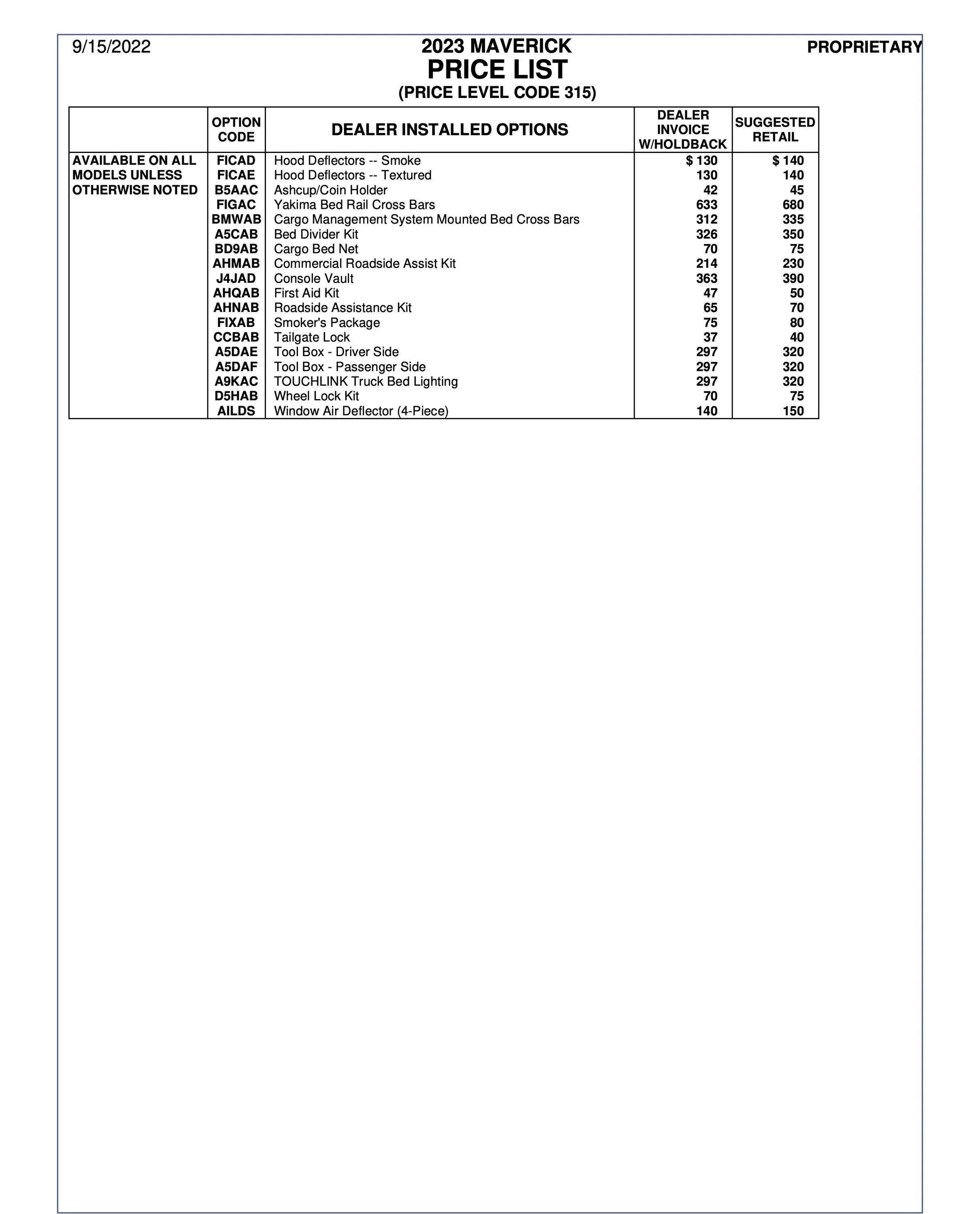 2023MY Maverick  PL315 Price List-2.jpg