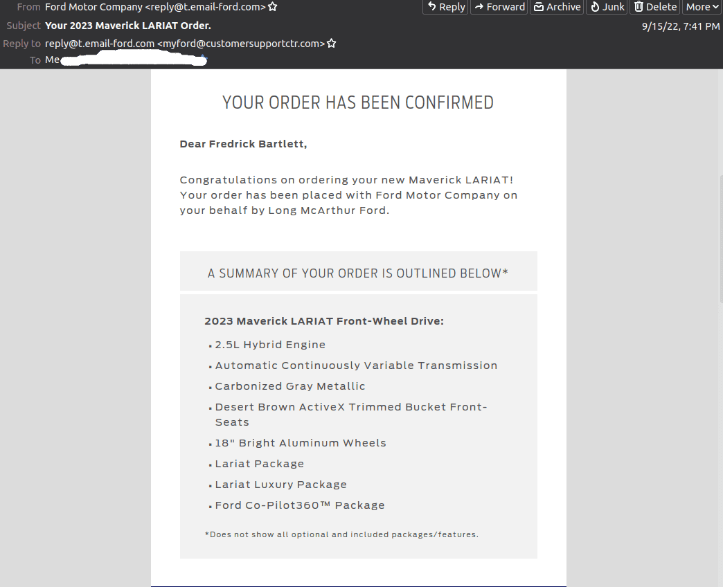 Ford Maverick September 15, 2023 orders unite... Screenshot from 2022-09-16 06-24-59