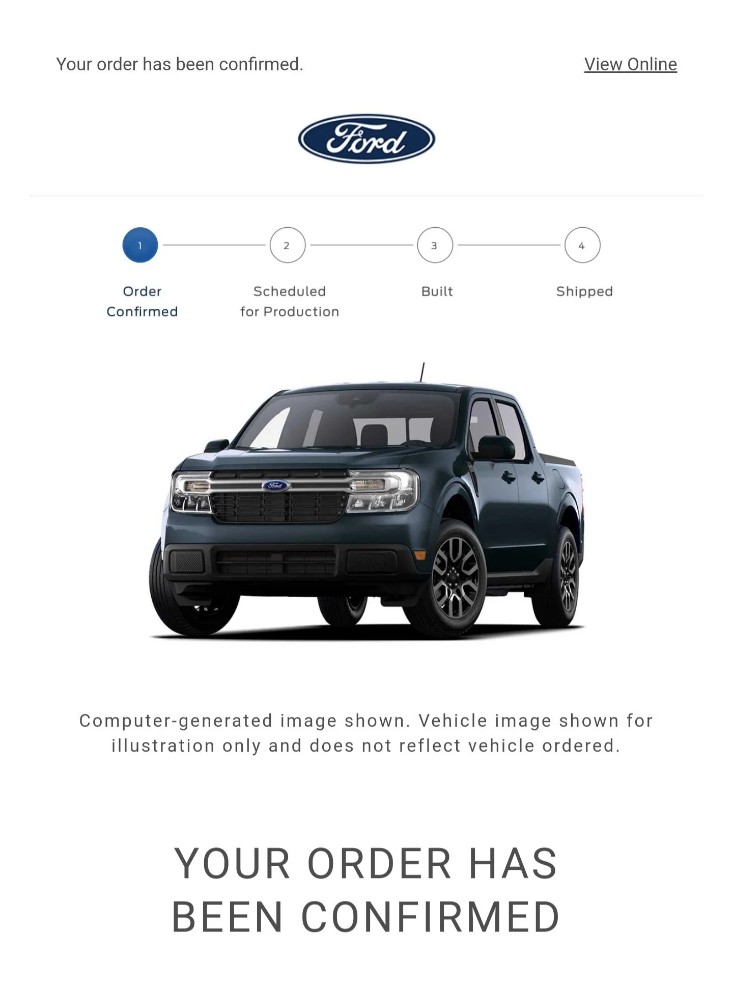 Ford Maverick Received 2023 order has been confirmed email 20220916_114605