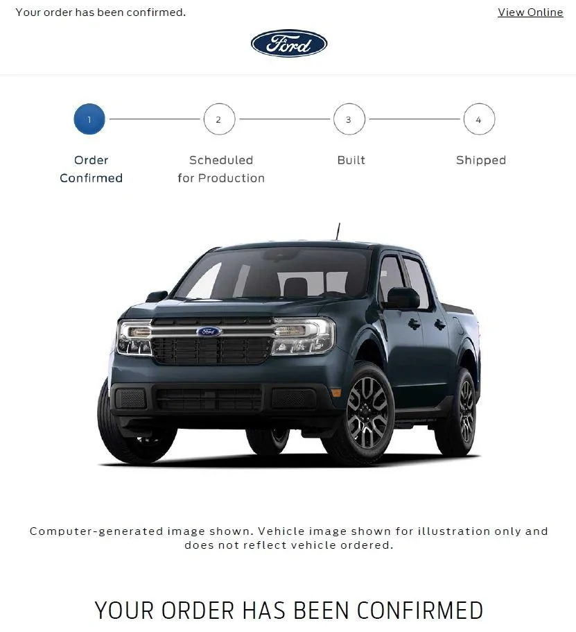Ford Maverick - 23MY - September Orders United Your Order Has Been Confirmed #1