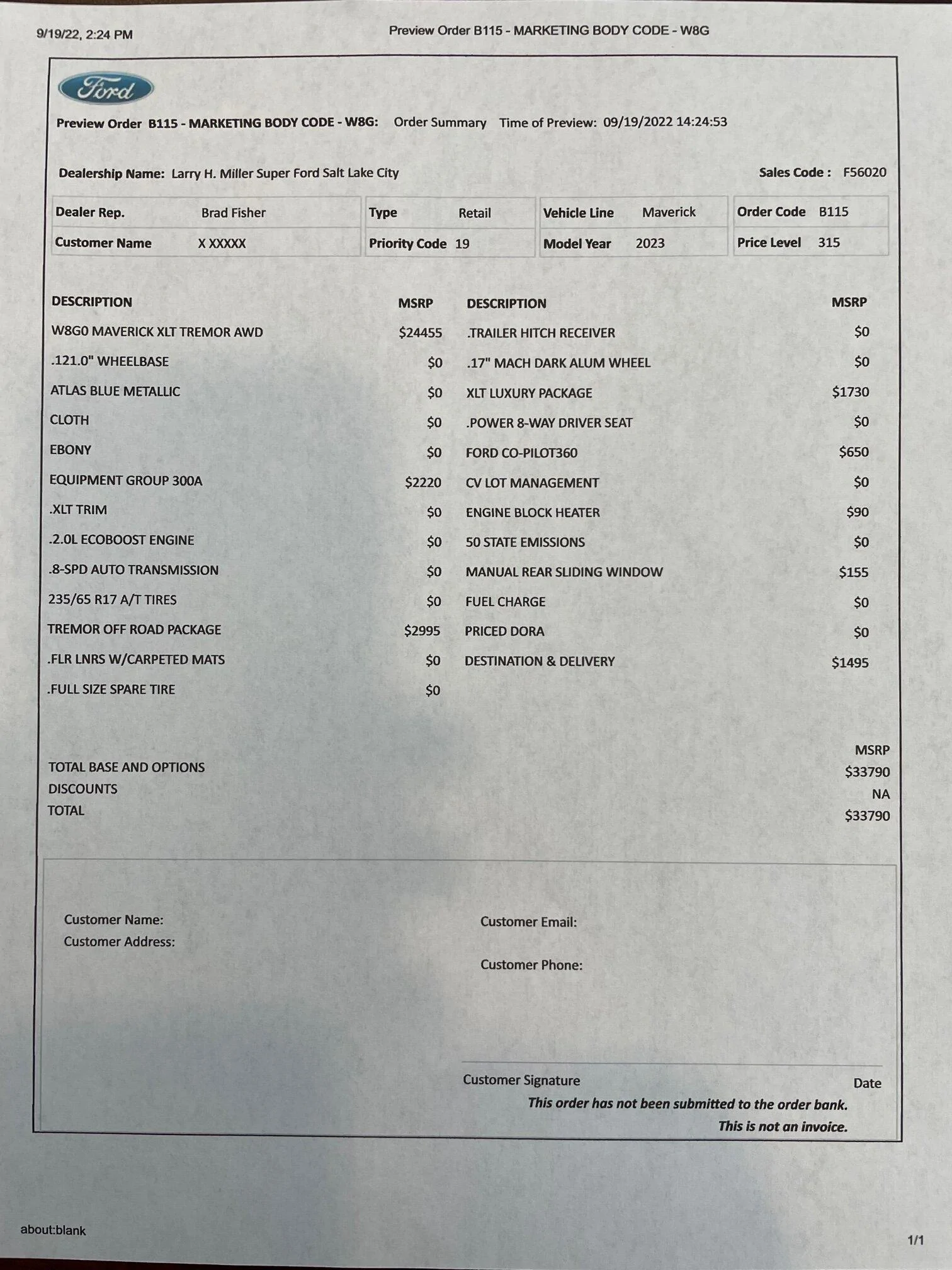 Ford Maverick Submitted Tremor Maverick Orders - post yours here! Jacobs Order