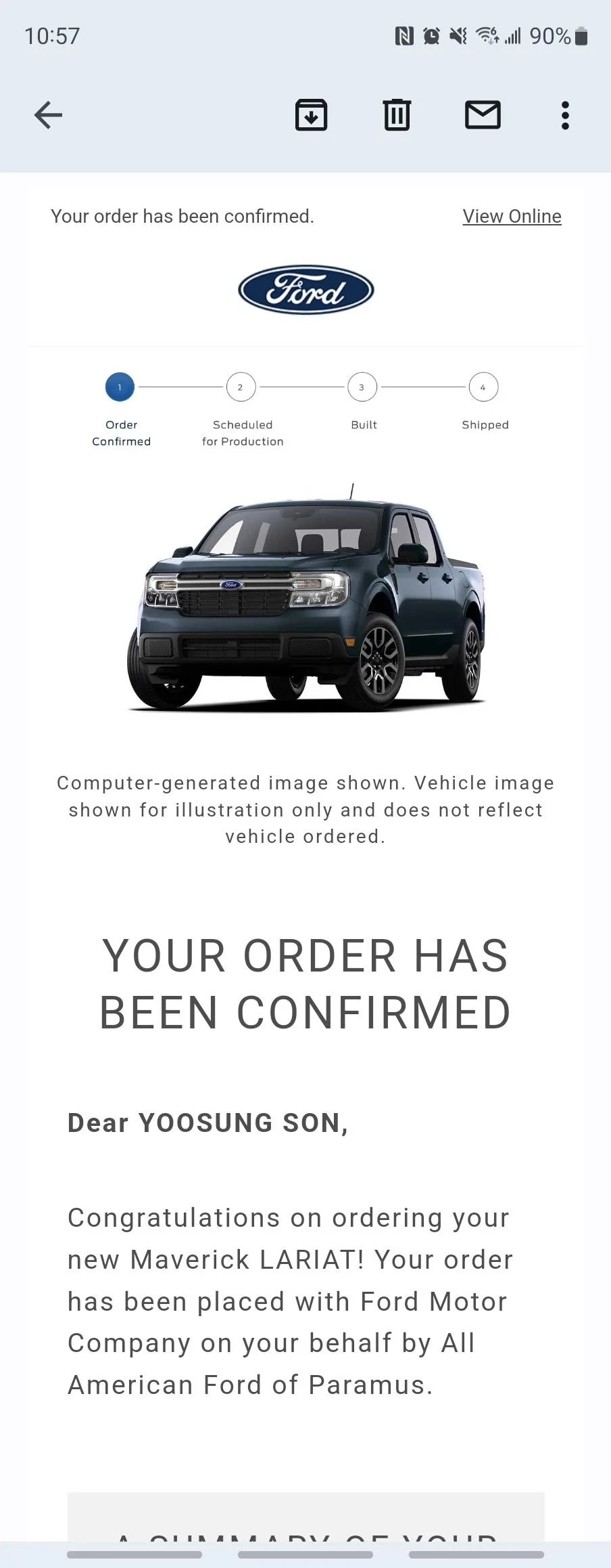 Ford Maverick Finally  i got order Screenshot_20220920_105716_Gmail