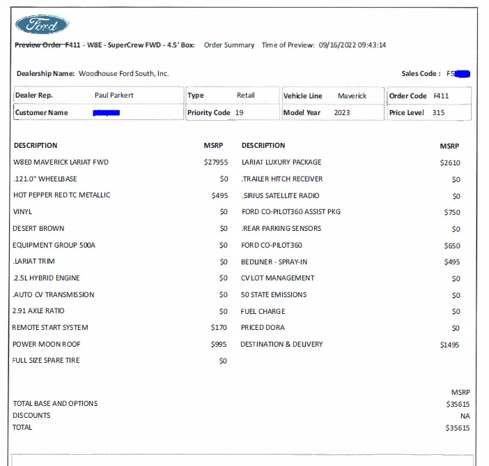 Ford Maverick ⛔️ Official bulletin: 2023 Maverick order banks closing on 9/20 (Hybrid) and 9/21 (EcoBoost) 1663686261006
