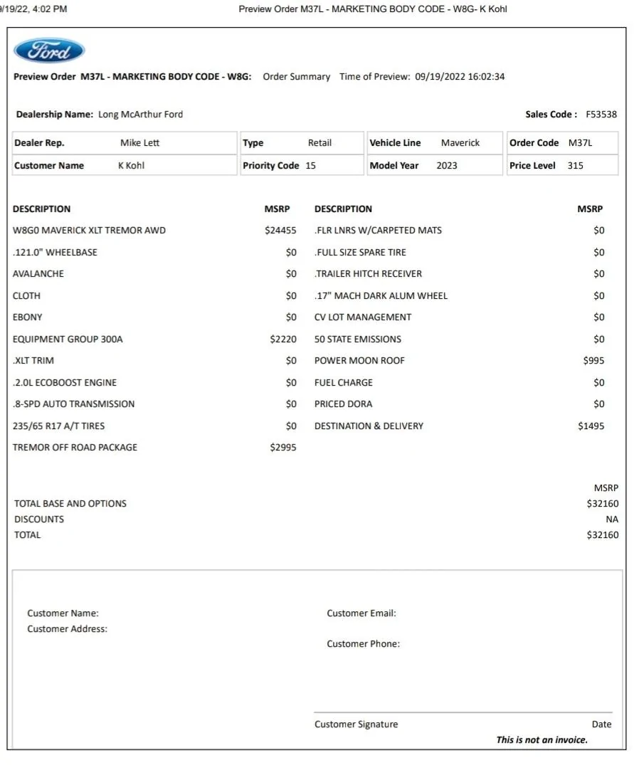 Ford Maverick Submitted Tremor Maverick Orders - post yours here! Screenshot_20220920-094144_Driv