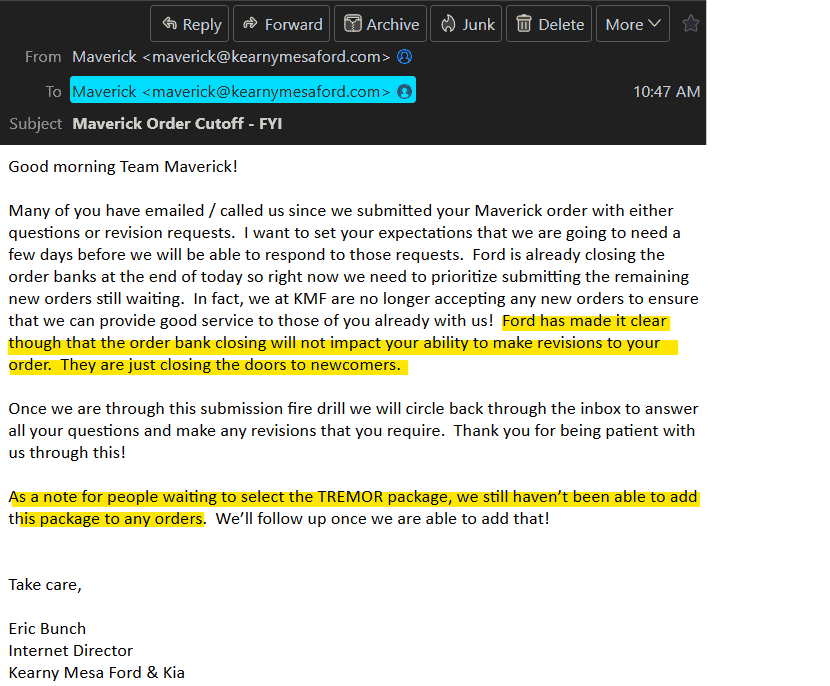 Ford Maverick Anyone Successfully Build Tremor Order? Screenshot 2022-09-20 122753