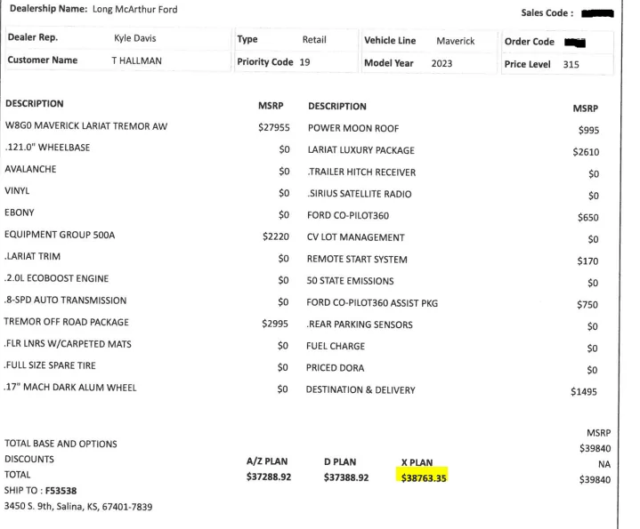 Ford Maverick X-Plan Discount? 1663706296540
