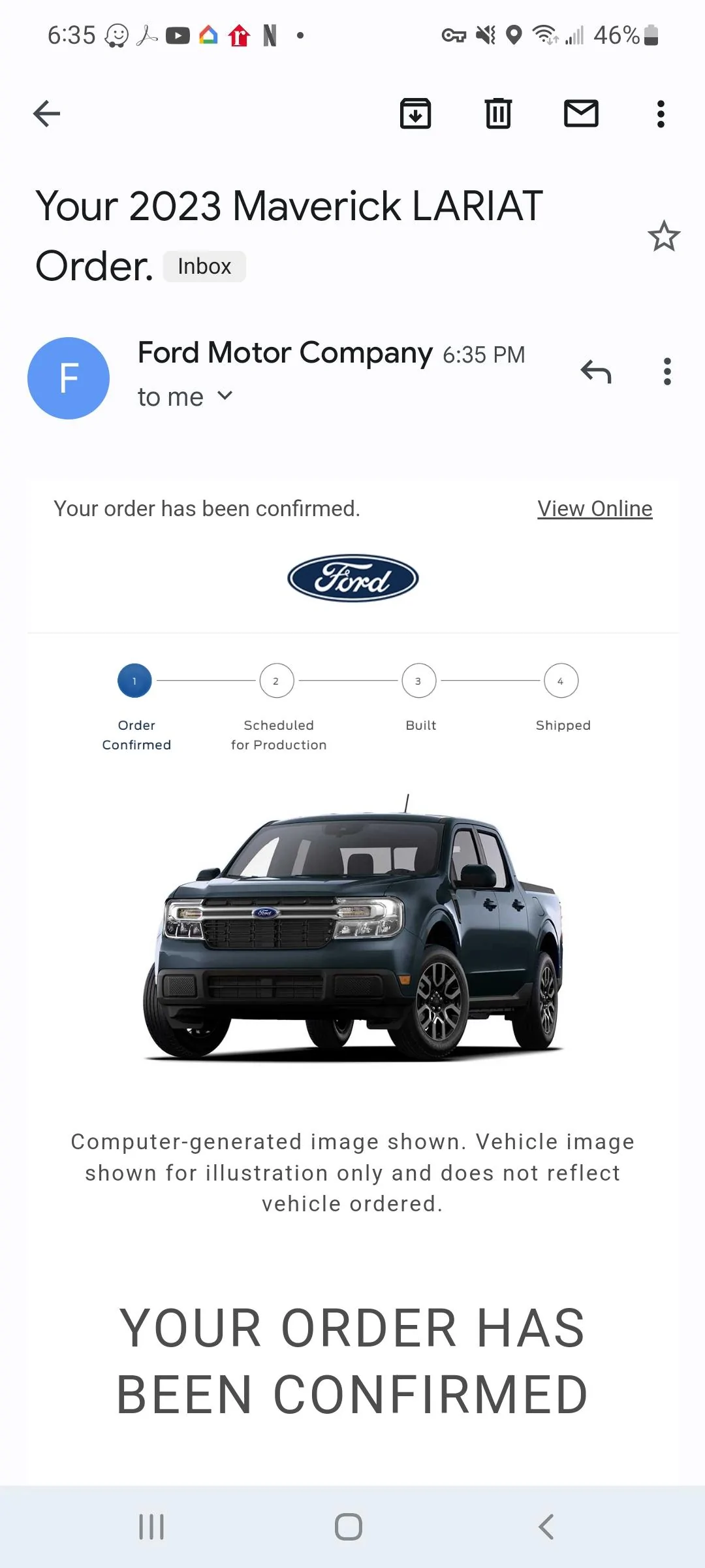 Ford Maverick Submitted Tremor Maverick Orders - post yours here! Screenshot_20220920-183558_Gmail