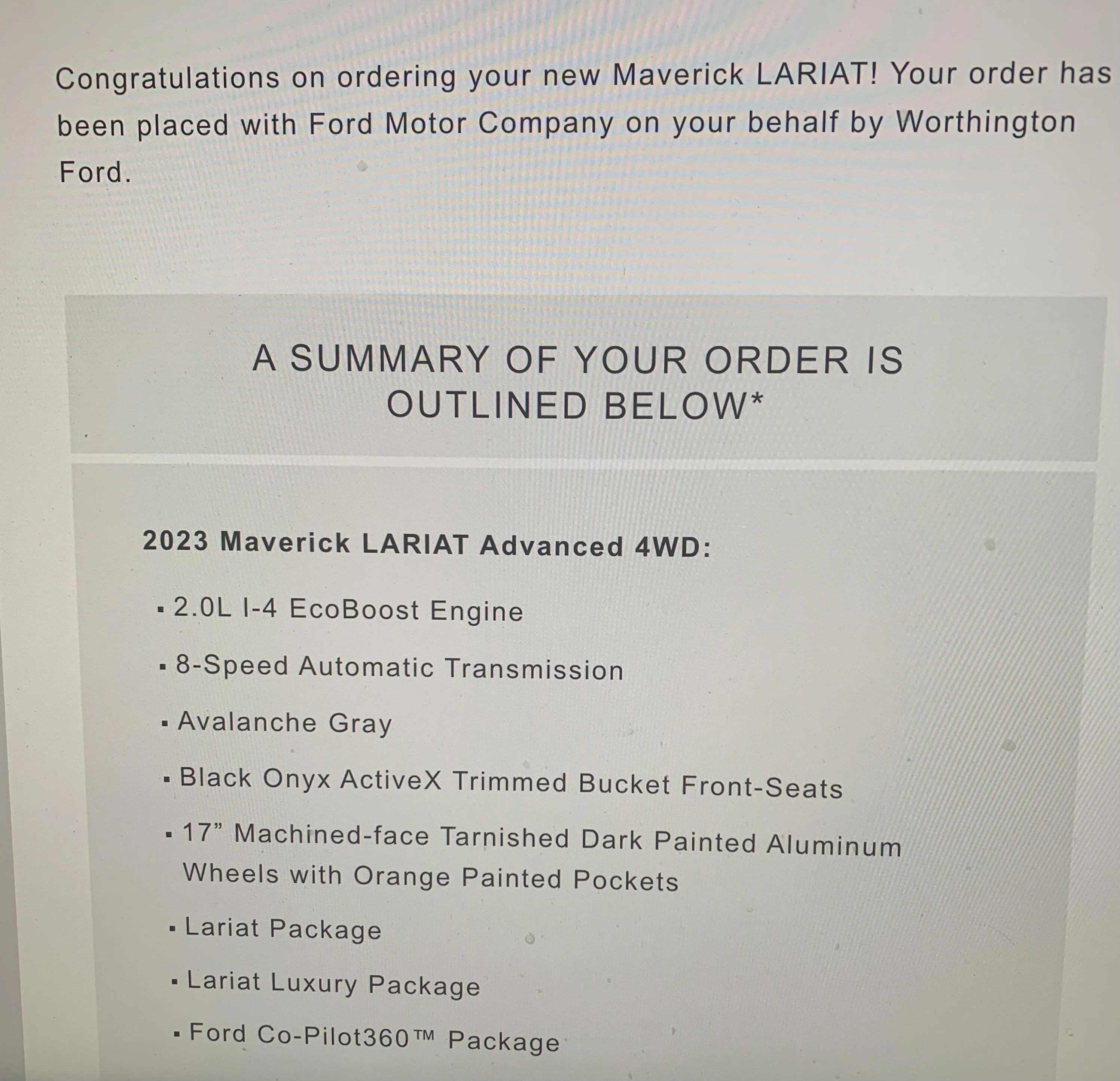Ford Maverick Tremor Order Form IMG_4952 (1)
