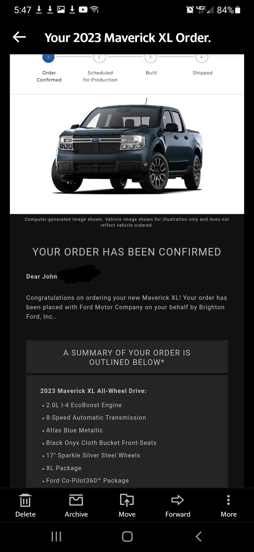 Ford Maverick '23 Order Confirmation Emails Yet? Screenshot_20220920-174753_Yahoo Mail