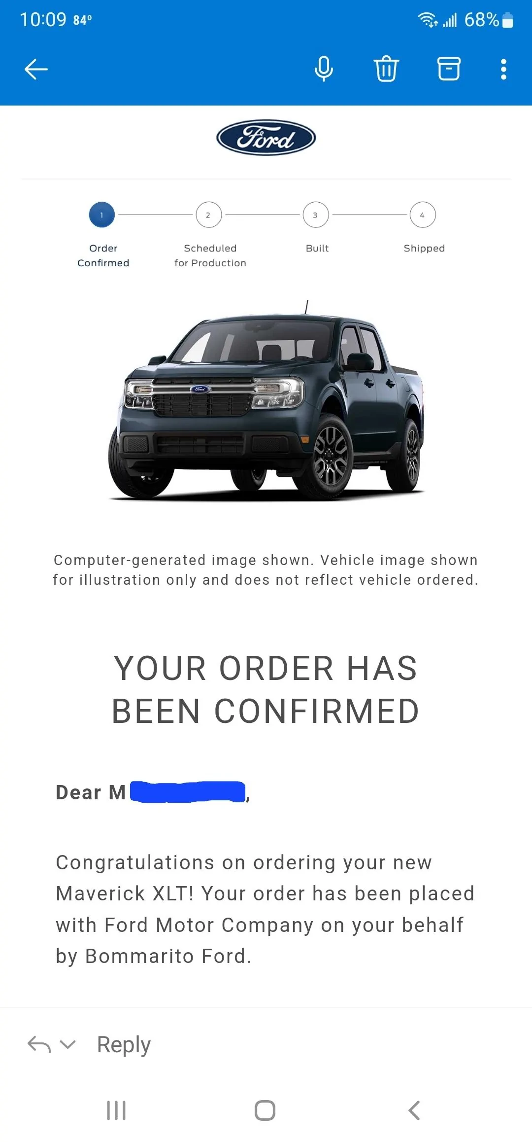 Ford Maverick Email received after 23 order? Screenshot_20220921_101039