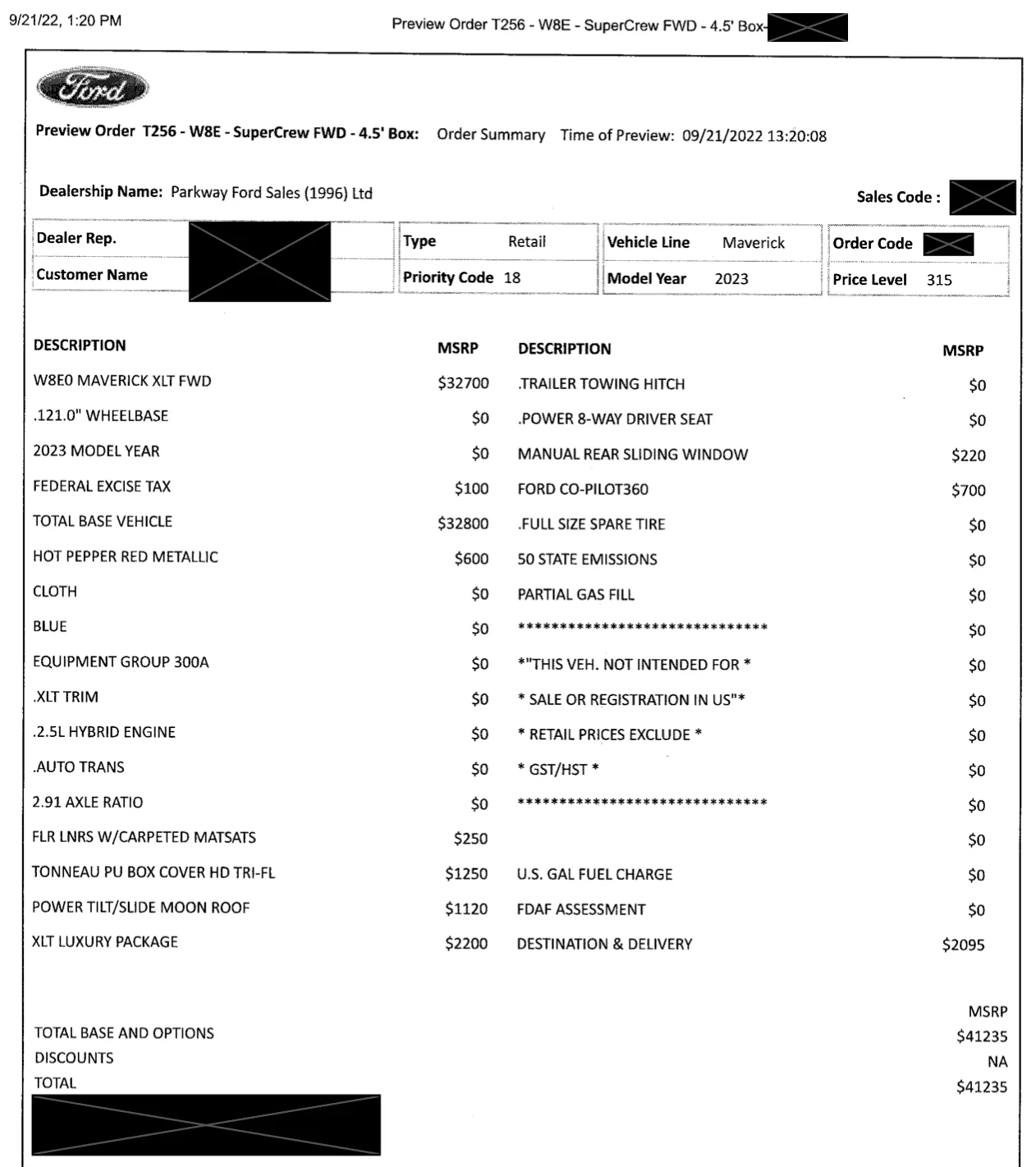 Ford Maverick Canada order banks and private offers? 1663792484143