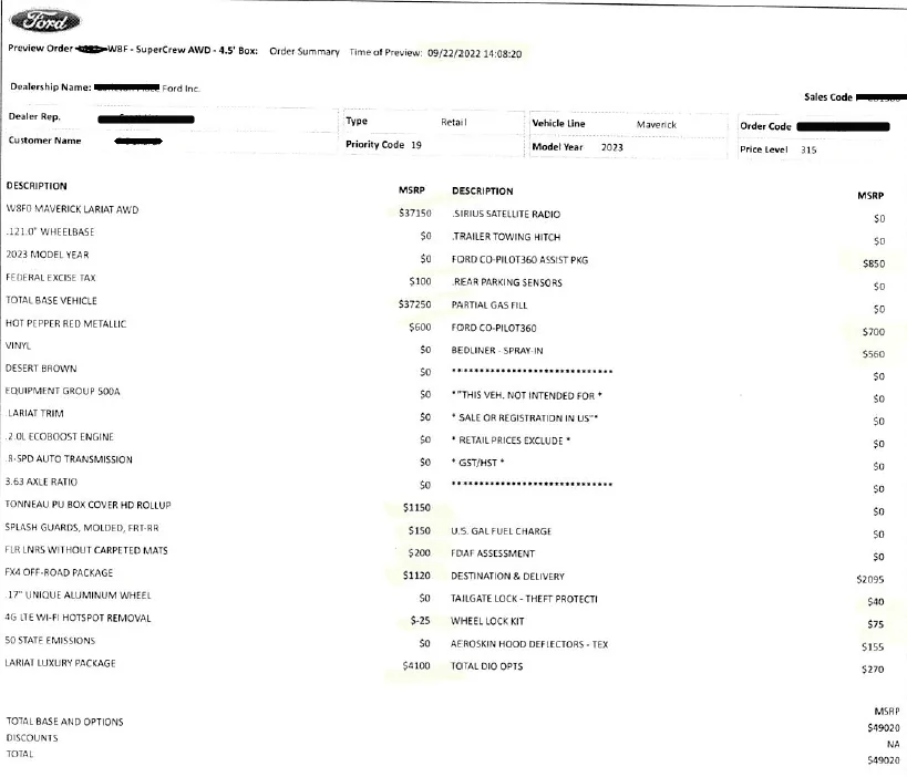 Ford Maverick Canada order banks and private offers? Mav