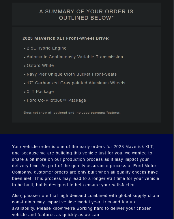 Ford Maverick Order confirmation email questions Screenshot 2022-09-22 205134