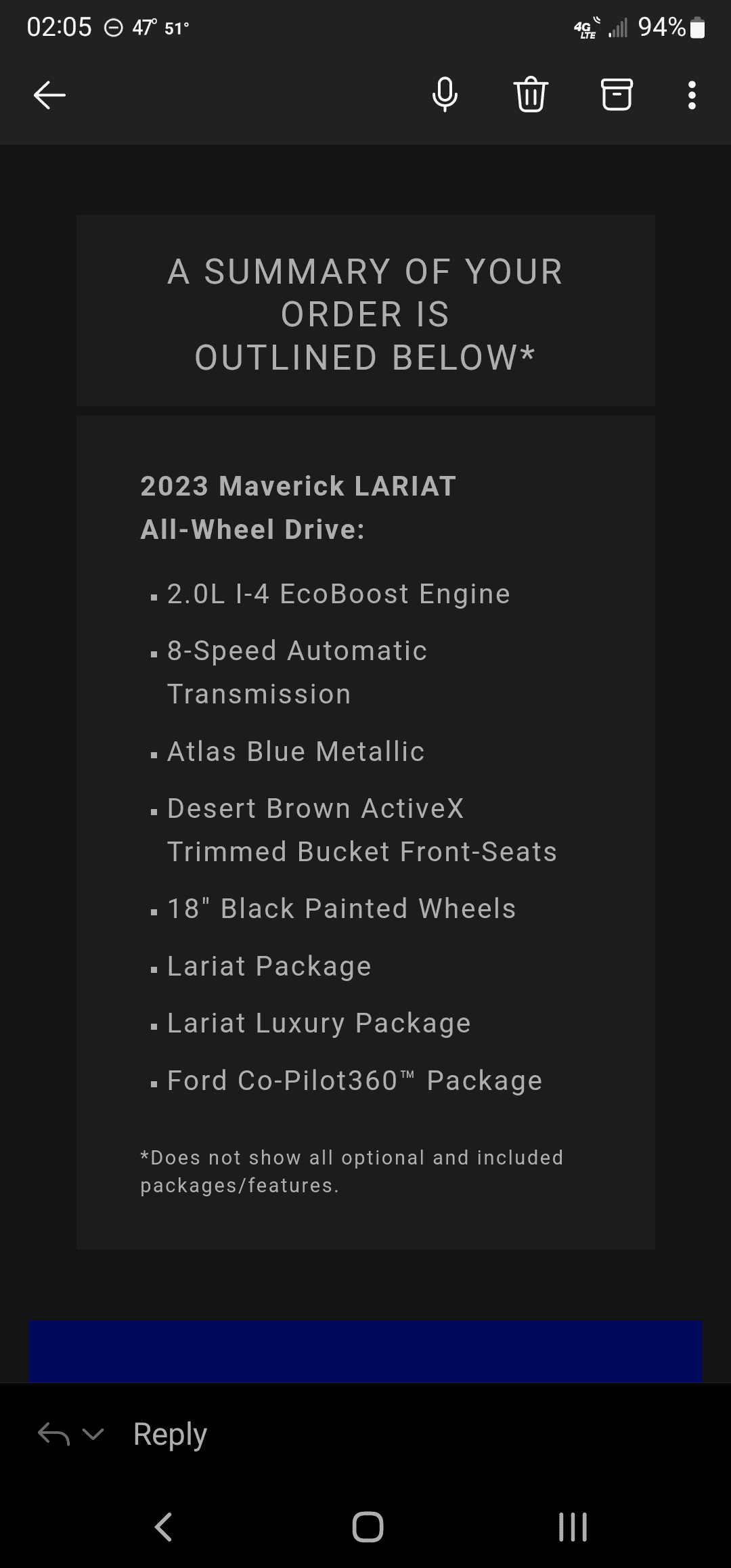 Ford Maverick Email received after 23 order? Screenshot_20220924-020517_Outlook