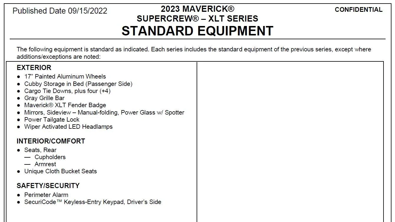 Ford Maverick difference between XL and XLT XLT over XL