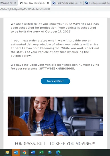 Ford Maverick Confused... received scheduling email for 2022MY Maverick Picture1