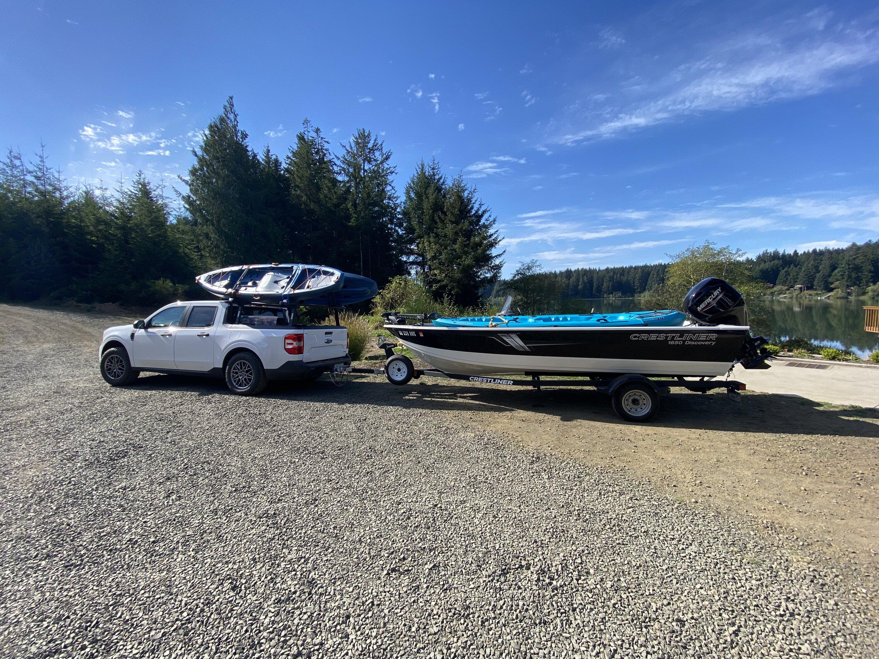 Ford Maverick Ecoboost setup for kayaks and 16ft boat using Thule Mid Pro racks - trip report IMG_2205