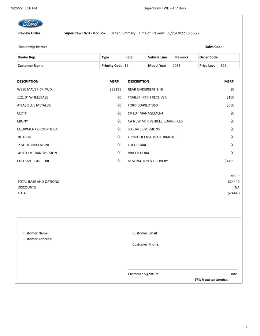 Ford Maverick ⛔️ Official bulletin: 2023 Maverick order banks closing on 9/20 (Hybrid) and 9/21 (EcoBoost) Preview Order