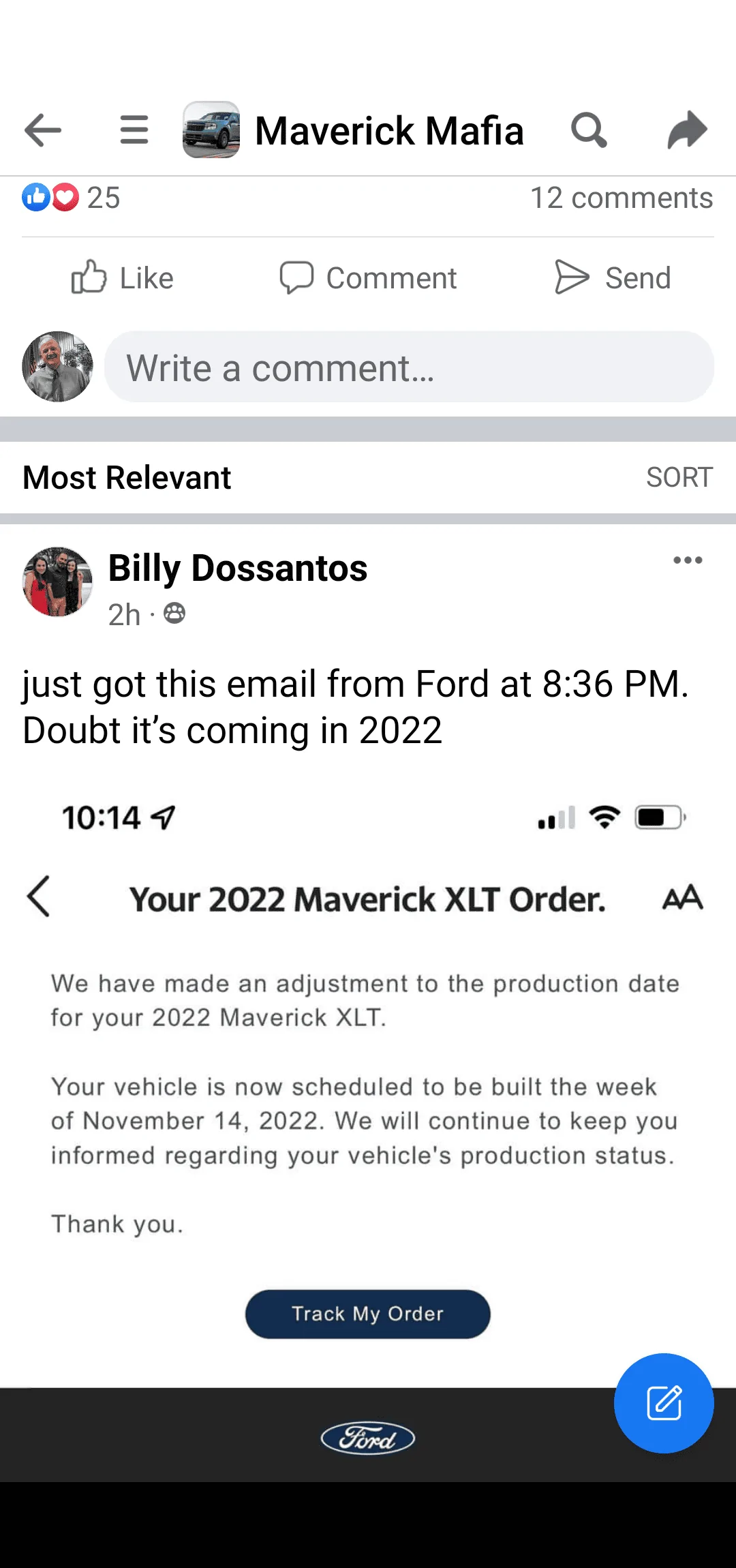 Ford Maverick Speculation on MY23's being built? Screenshot_20220927-213009