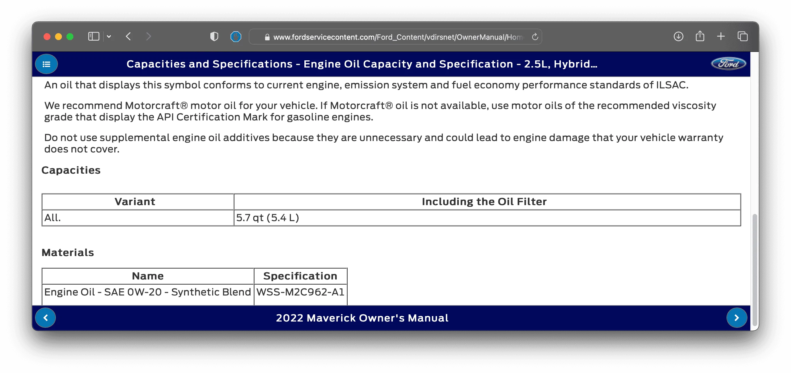 Ford Maverick First Oil Change on Hybrid Maverick XLT -- my notes / tips 1664456330001