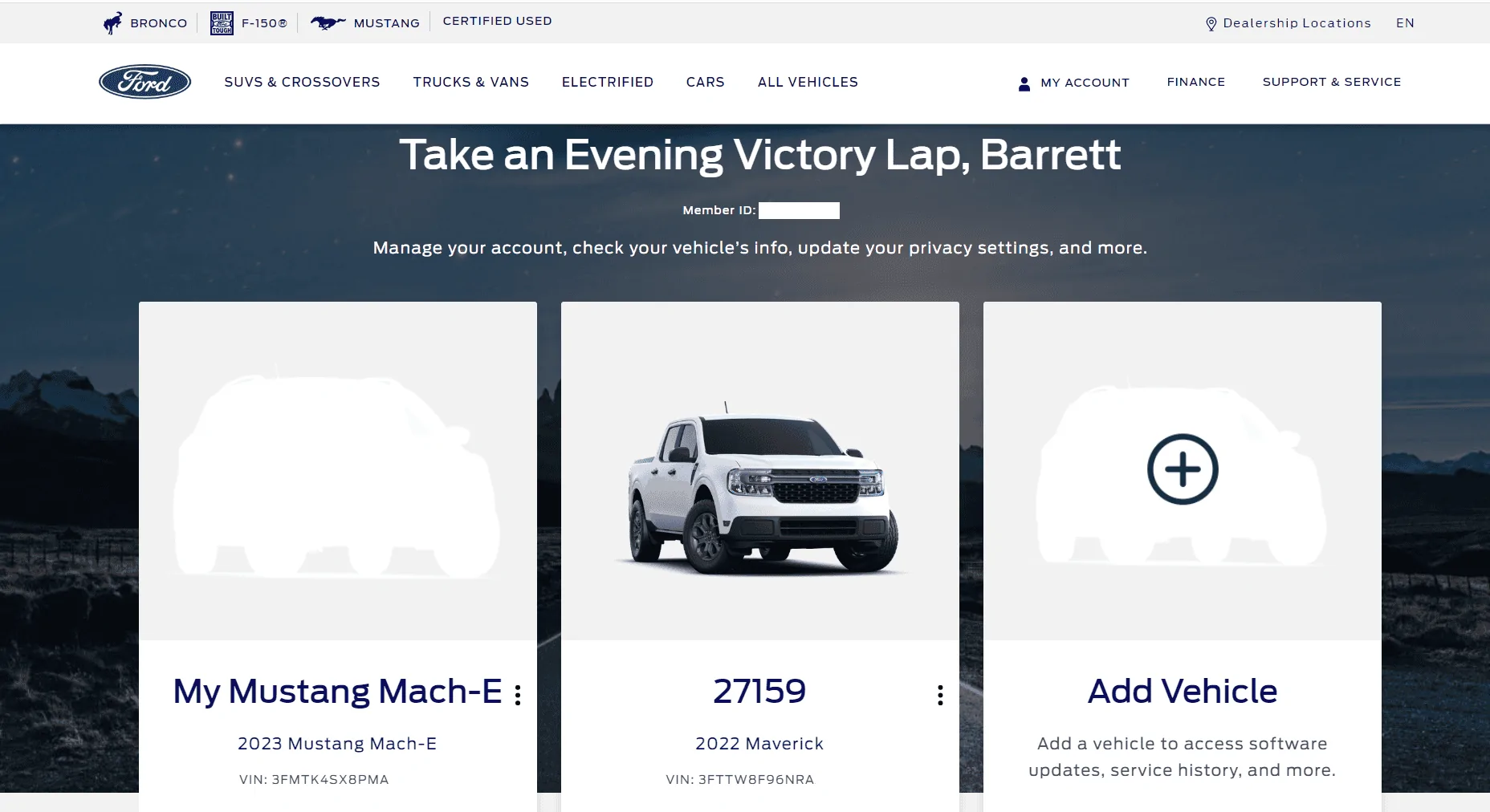 Ford Maverick Order not showing in Ford account? add new vehicl