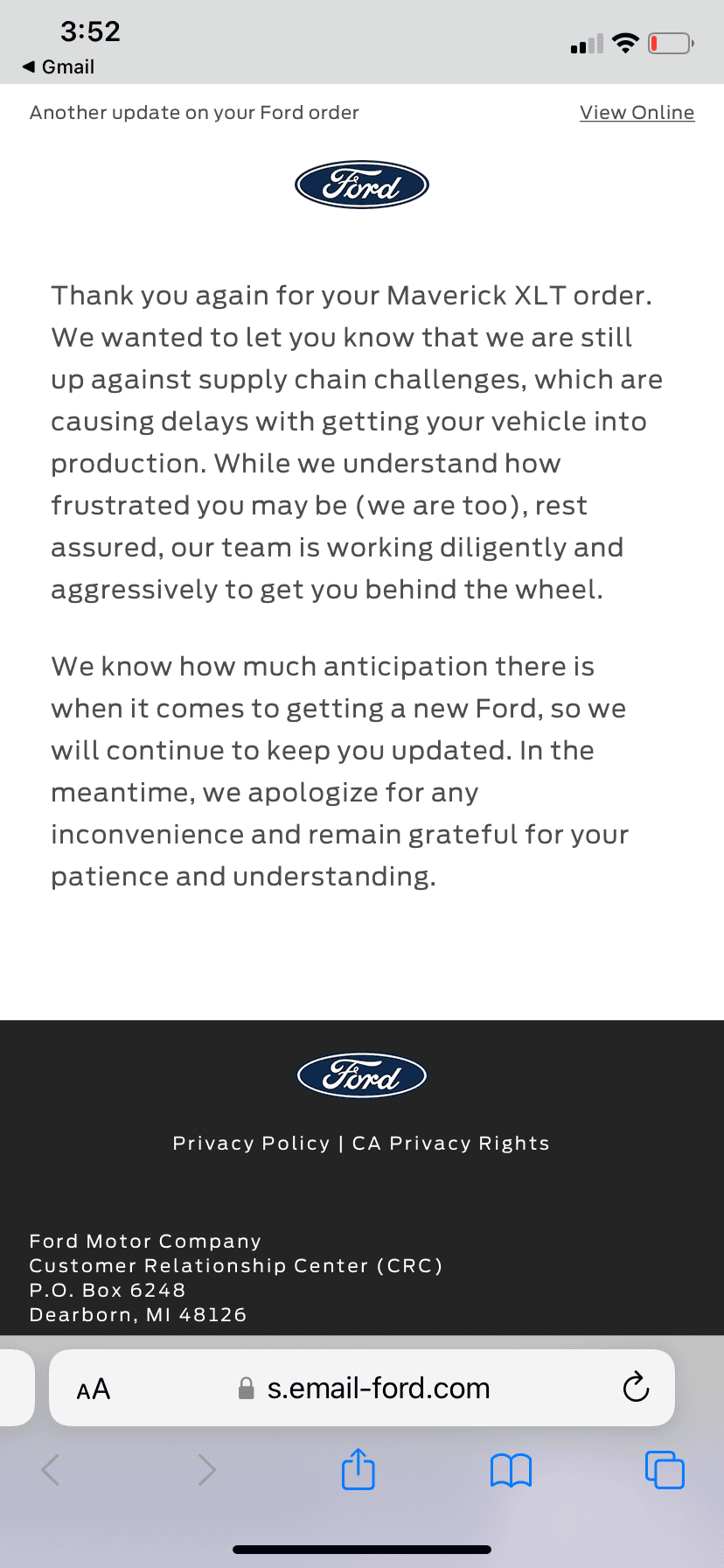Ford Maverick October Hybrid Orders United EF924BAD-B32C-4DEB-A34A-1D1B6B684C5C