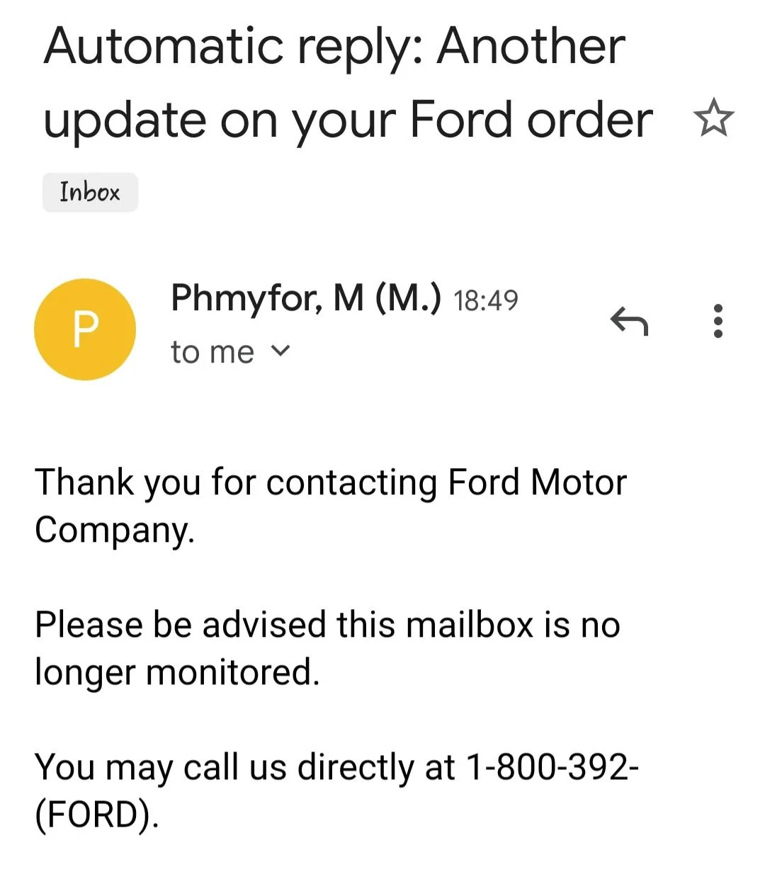 Ford Maverick New Email from Ford--"Another update on your Ford order" 20221003_211610