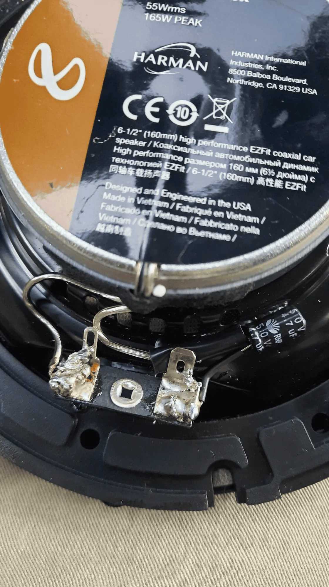 Ford Maverick Warehouse deal Infinity speakers - mystery solder mess 1664882435231