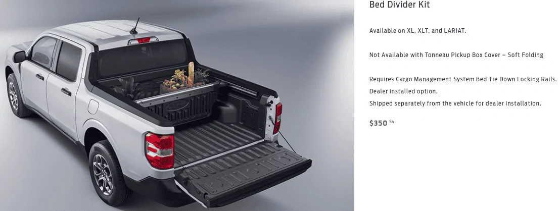 Ford Maverick Truck Bed Divider Kit Screen Shot 2022-10-06 at 10.20.58 AM